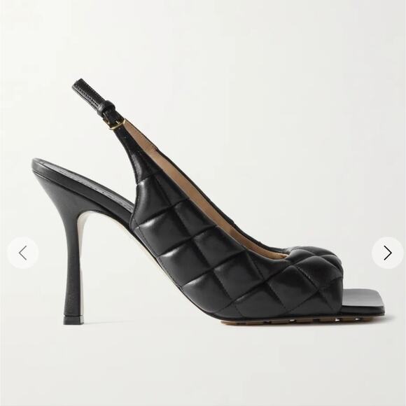 NWT$1,250 Bottega Veneta Black Quilted Padded Slingback Heeled Sandals Sz 8.5 - Picture 2 of 16
